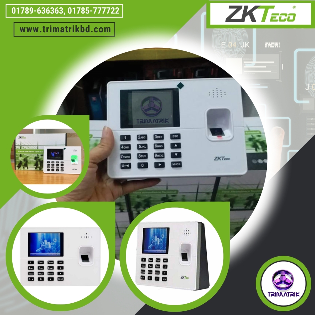 ZKTeco K60 Bangladesh, K60 is a 2.8 inch TFT screen Time Attendance & Simple Access Control Terminal. It has an interface for third-party electric lock and exit buttons. ZKTeco K60 TCp/IP and USB Host make data management extremely easy. Most importantly, the built-in backup battery can eliminate the trouble of power failure. with an elegant appearance and reliable quality, you can get the best form it.
